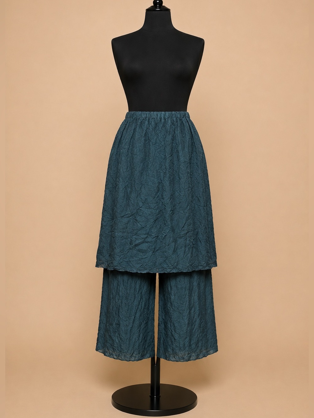 Vtg Holly Lueders Silk Crinkle Skirt & Pants Set 2X 3X